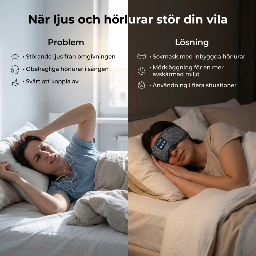 LunaSleep Band - Bluetooth sovmask med 100% mörkläggning