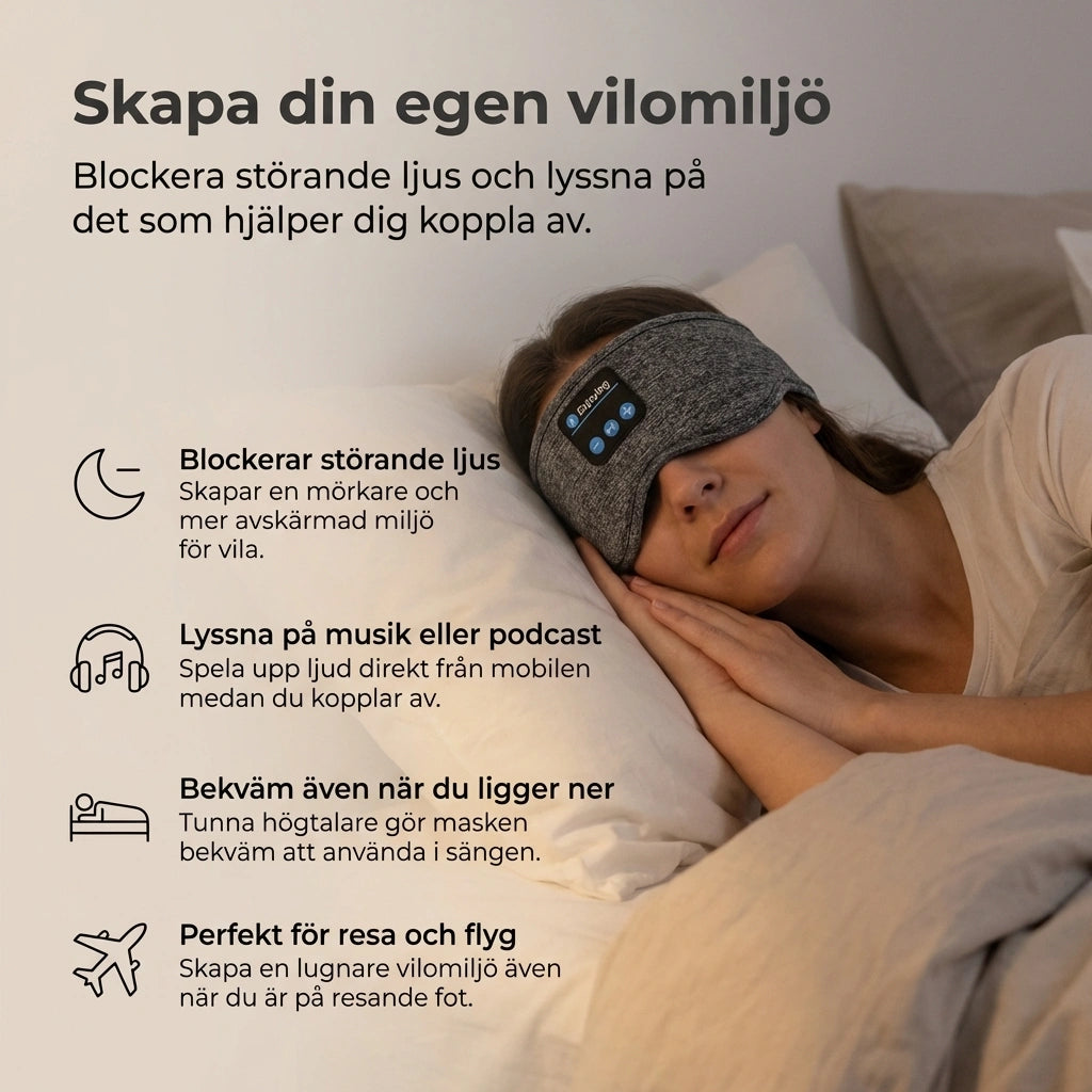 LunaSleep Band - Bluetooth sovmask med 100% mörkläggning
